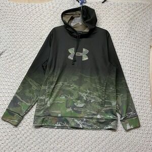 Under Armour Storm Camo Hoodie Mens Sz L Caliber Loose Cold Gear Camouflage
